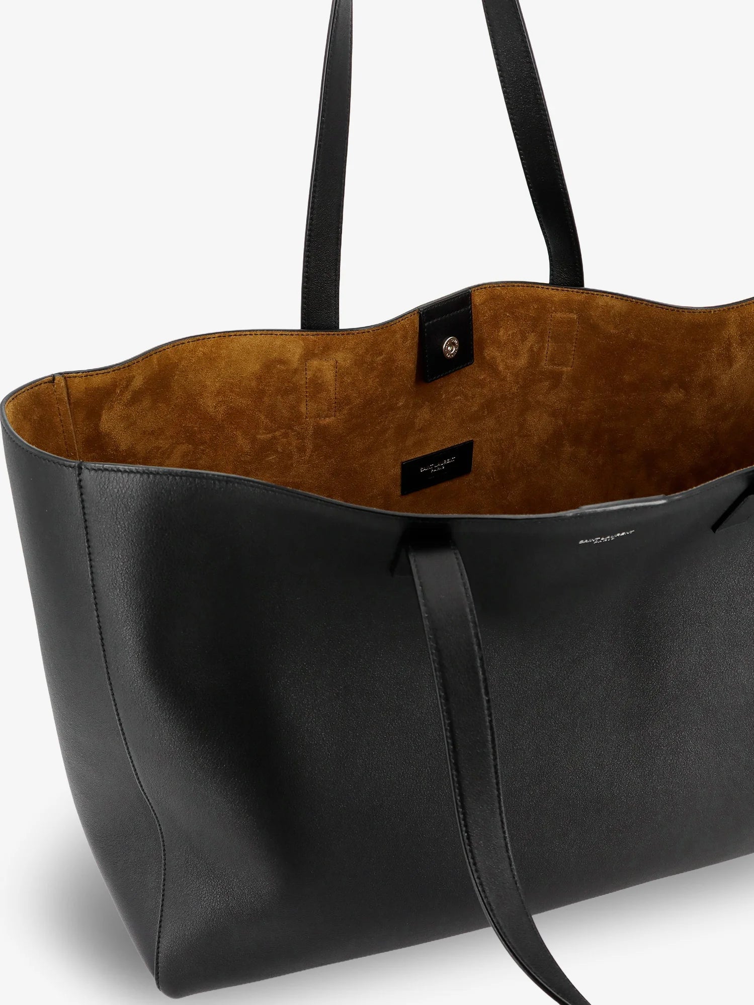 Leather shopping bag with front logo