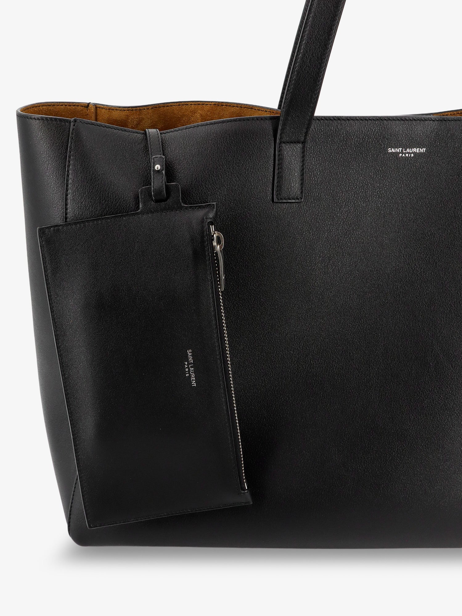 Leather shopping bag with front logo