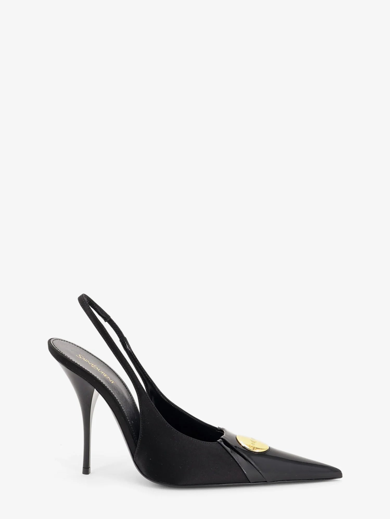 Louis patent leather pumps with logo tag