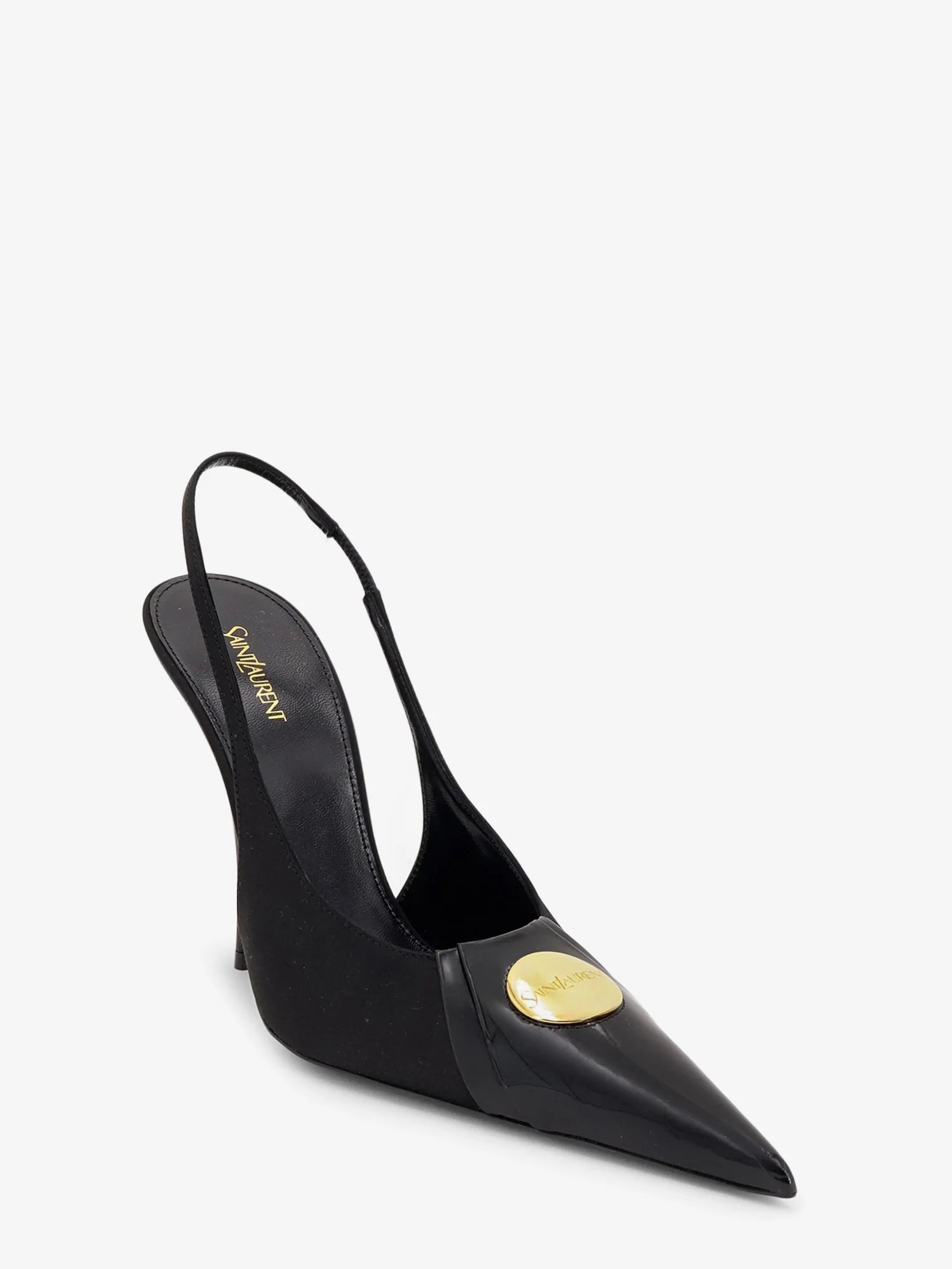 Louis patent leather pumps with logo tag
