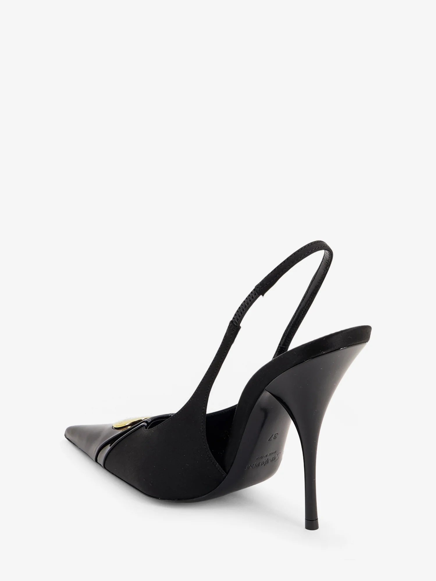 Louis patent leather pumps with logo tag