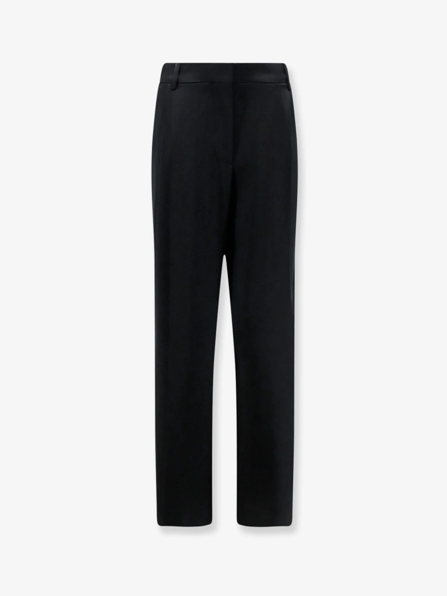 Pleated Straight Satin Trousers