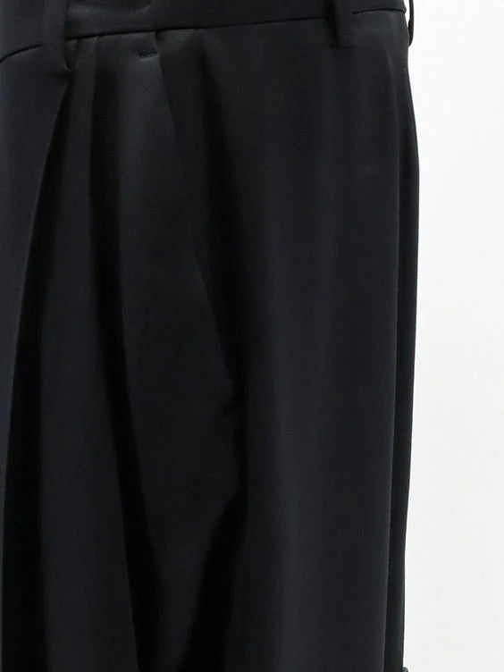 Pleated Straight Satin Trousers