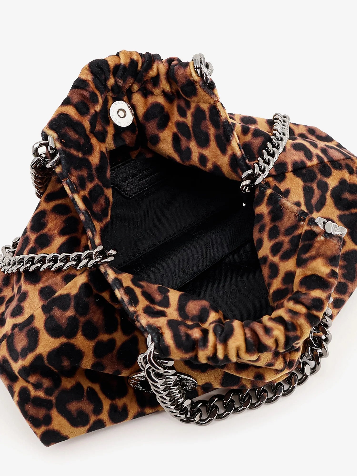 Falabella Mini leopard print velvet crossbody bag