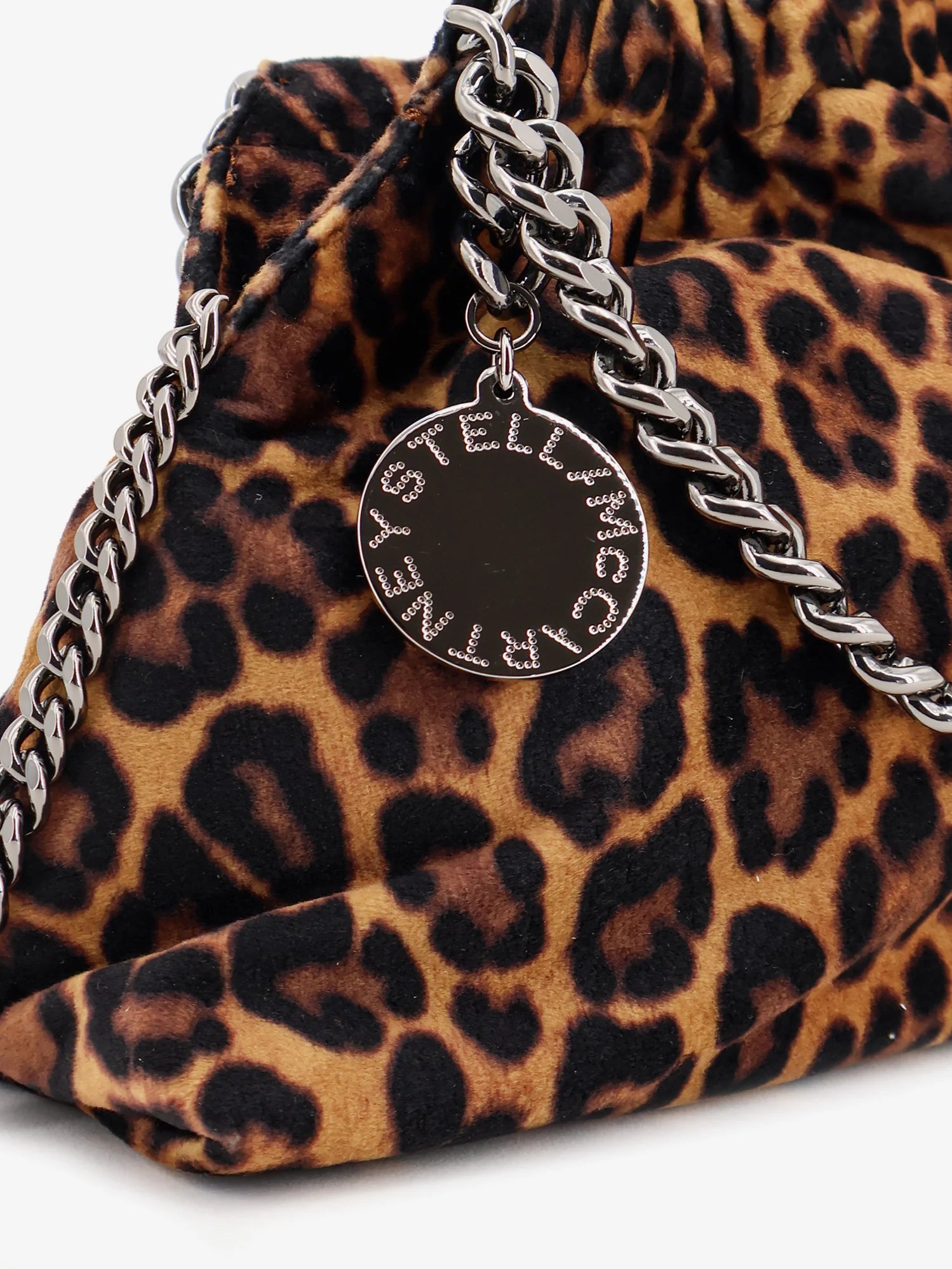 Falabella Mini leopard print velvet crossbody bag
