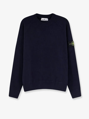 Cotton sweater with side logo patch