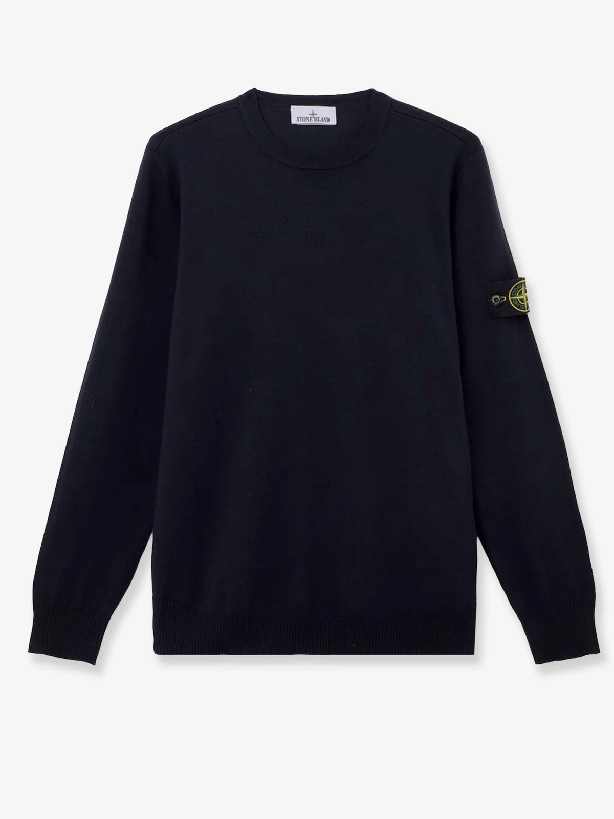 Wool sweater with side logo patch