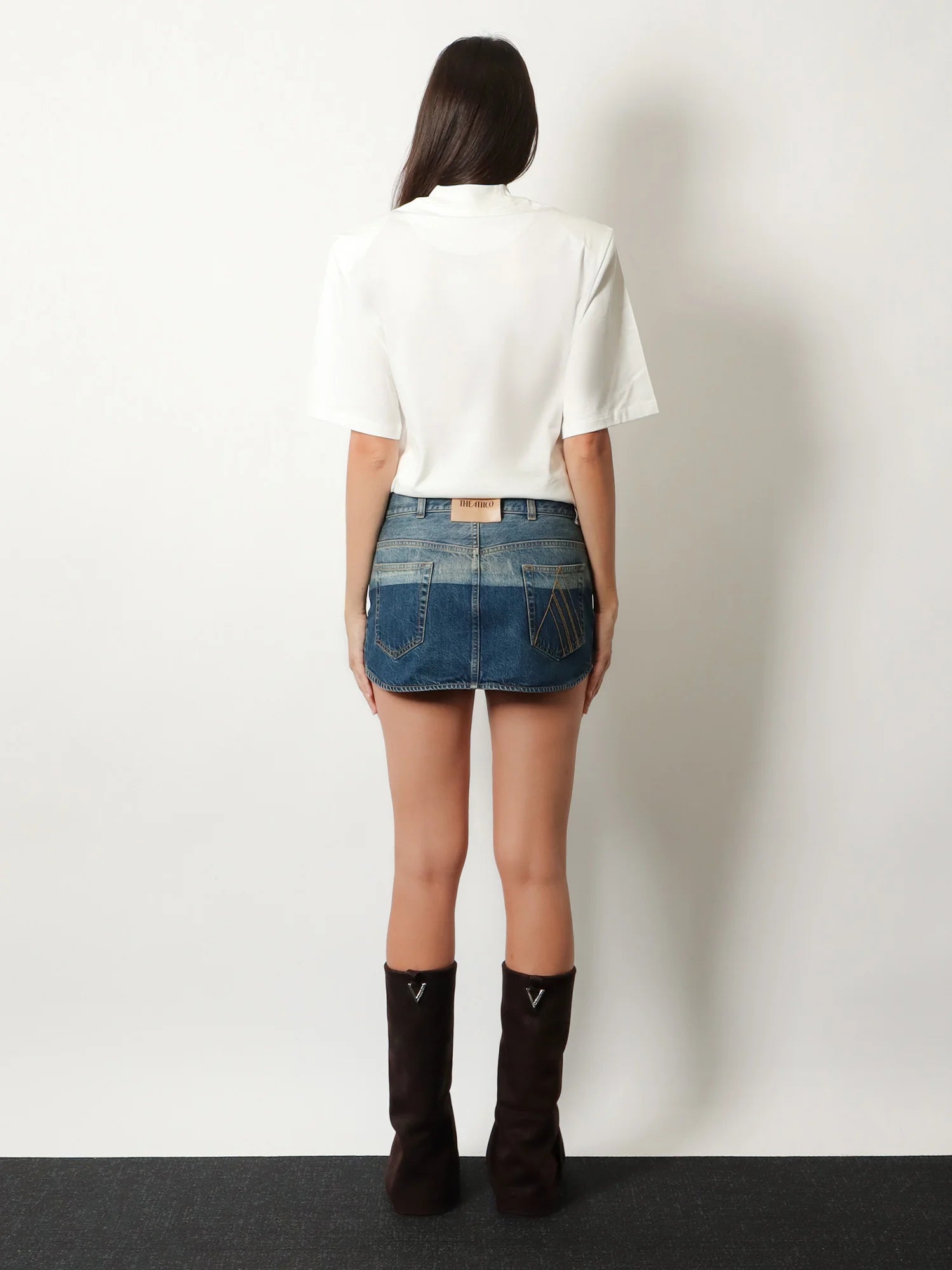 Blue denim mini skirt