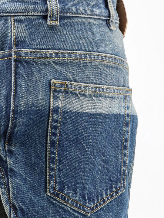 Blue denim mini skirt