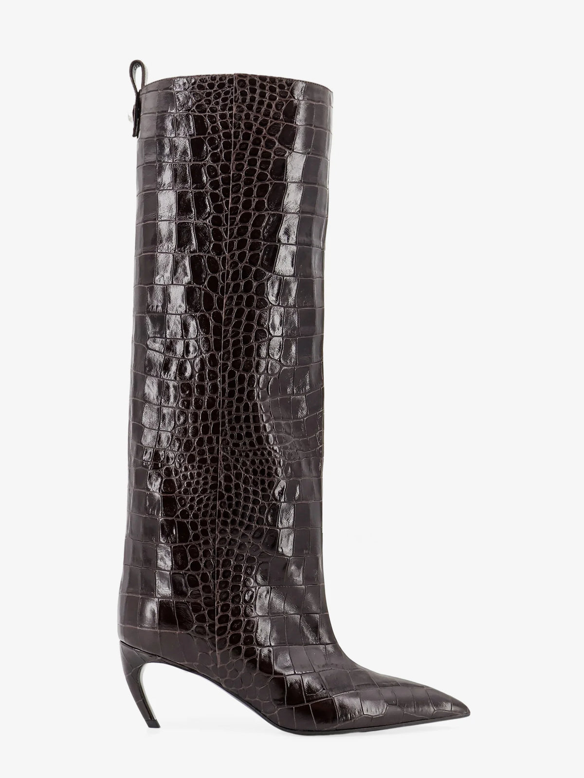 Lea boots in leather with crocodile print