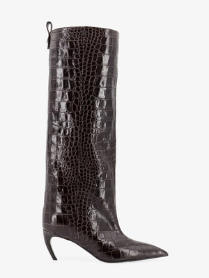Lea boots in leather with crocodile print