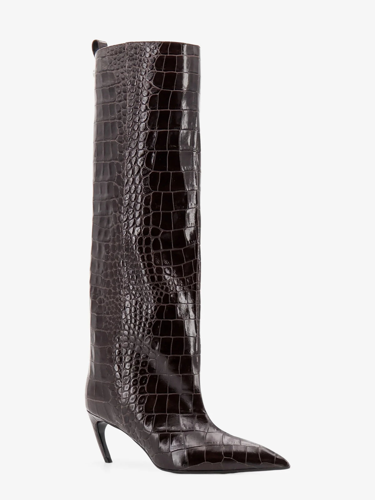 Lea boots in leather with crocodile print