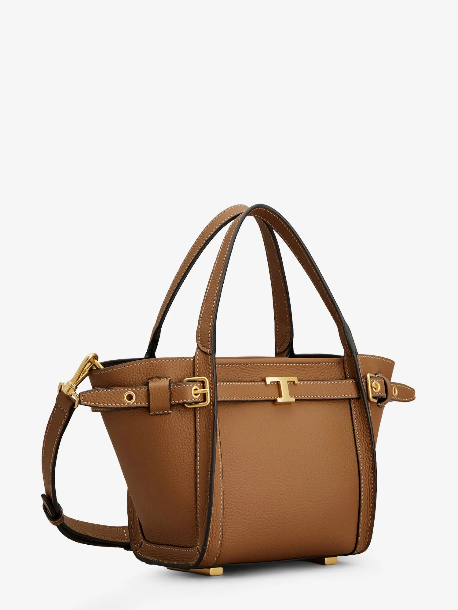 T Signature Leather Shopping Bag