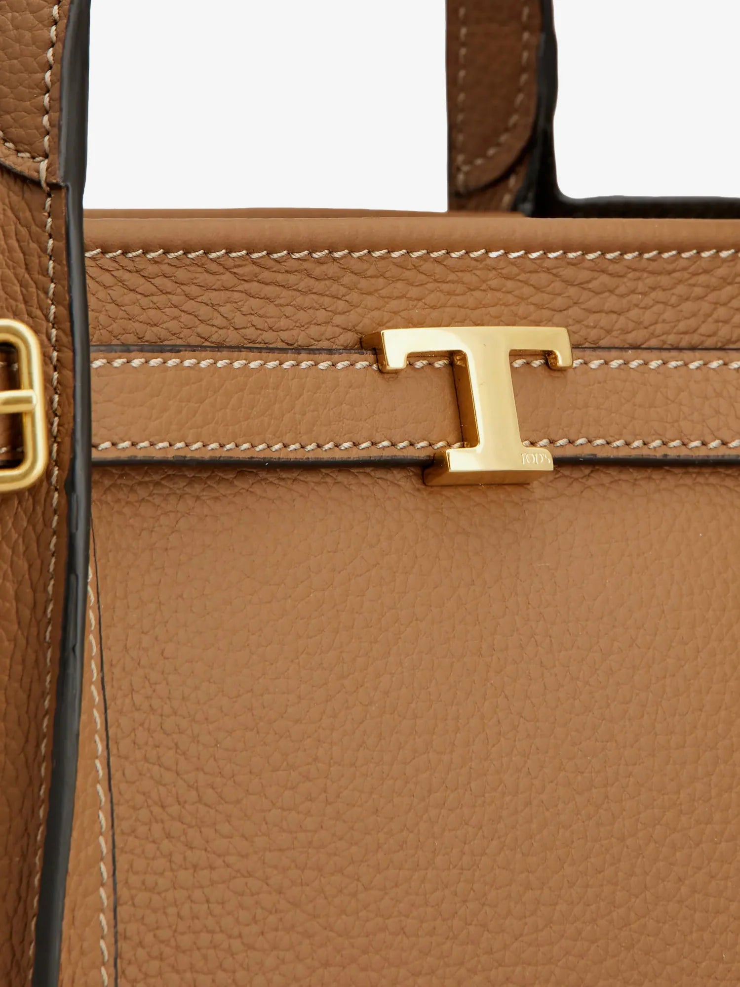 T Signature Leather Shopping Bag