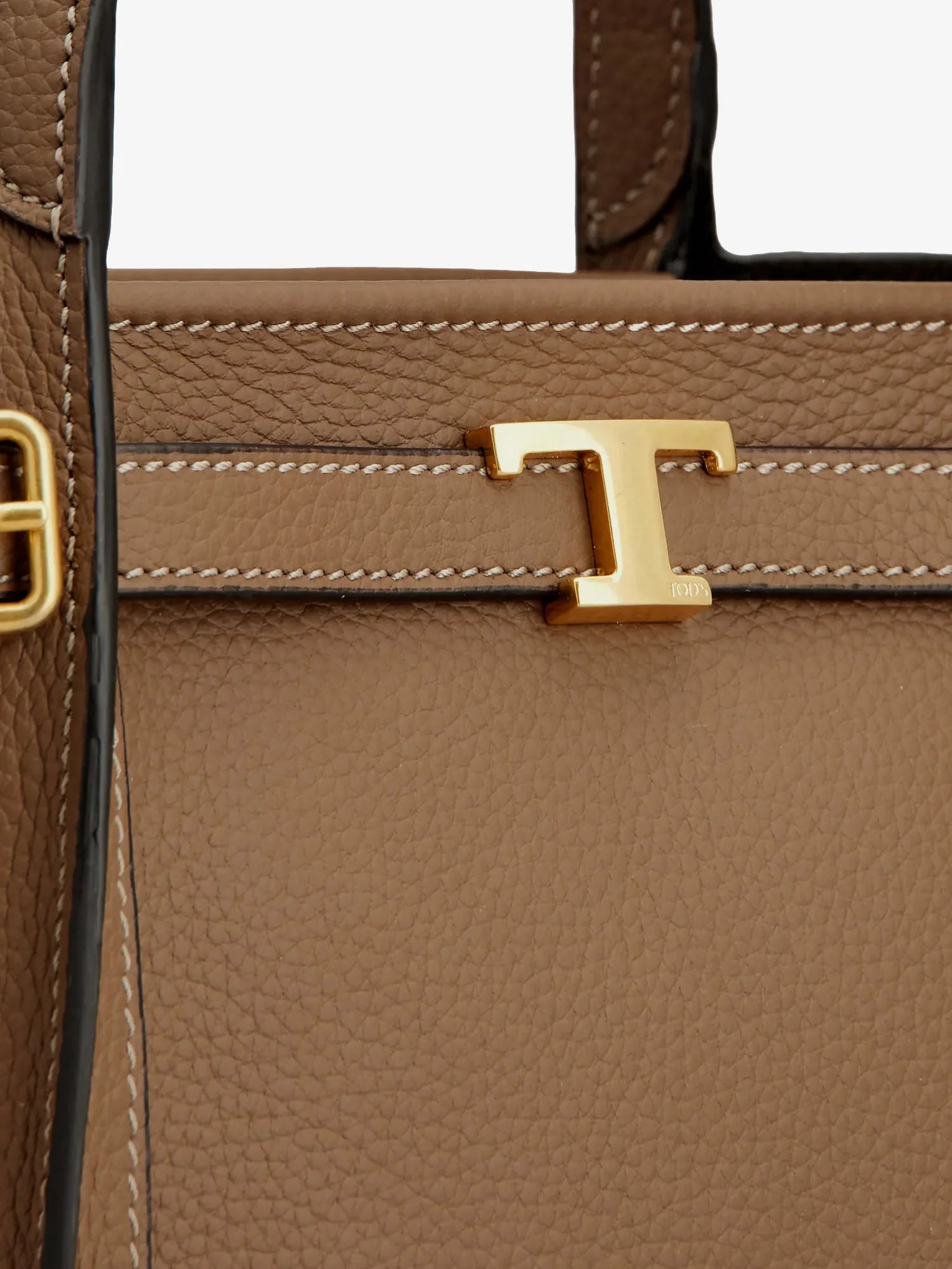 T Signature Leather Shopping Bag