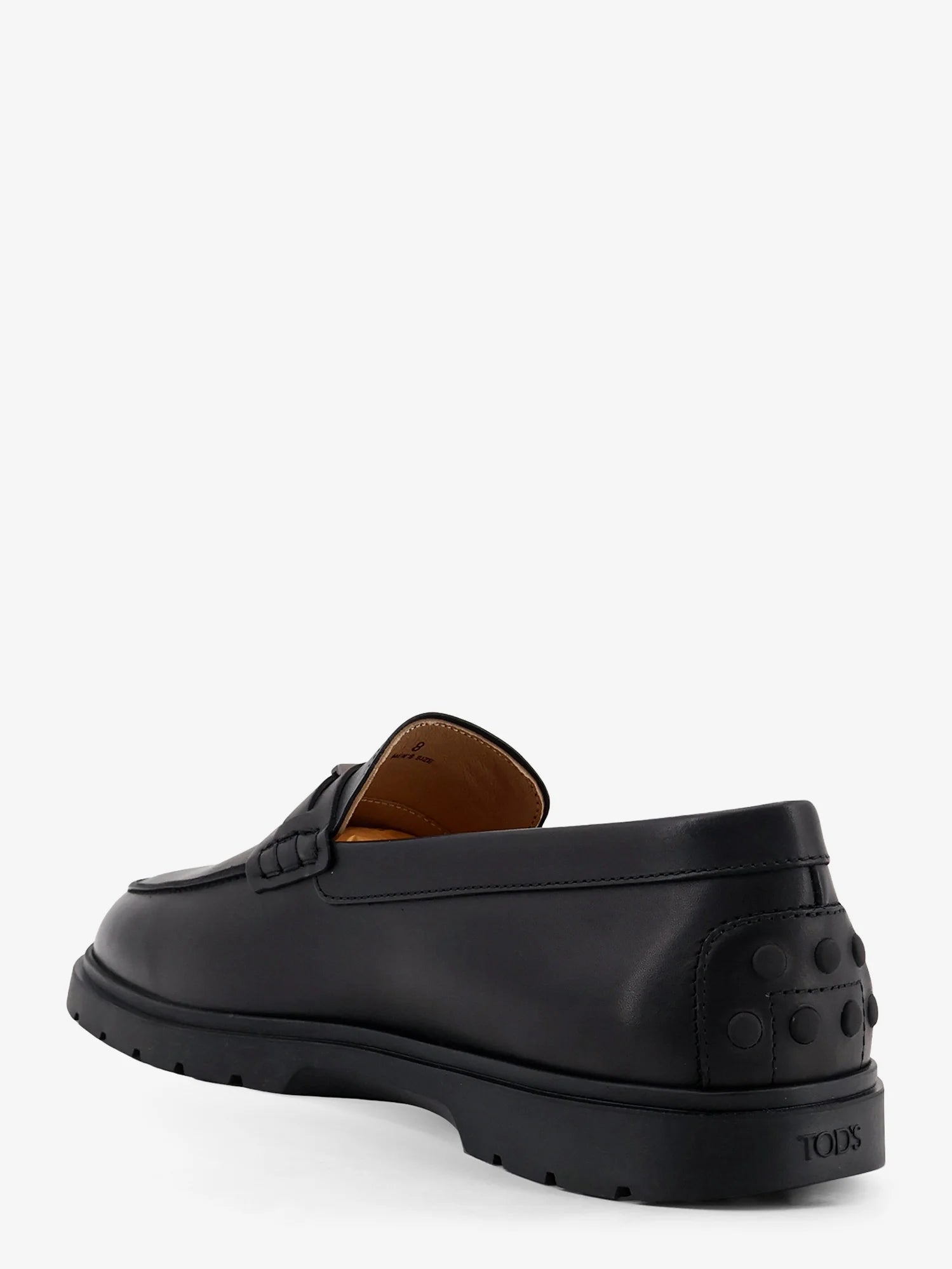 Leather loafers with metal logo