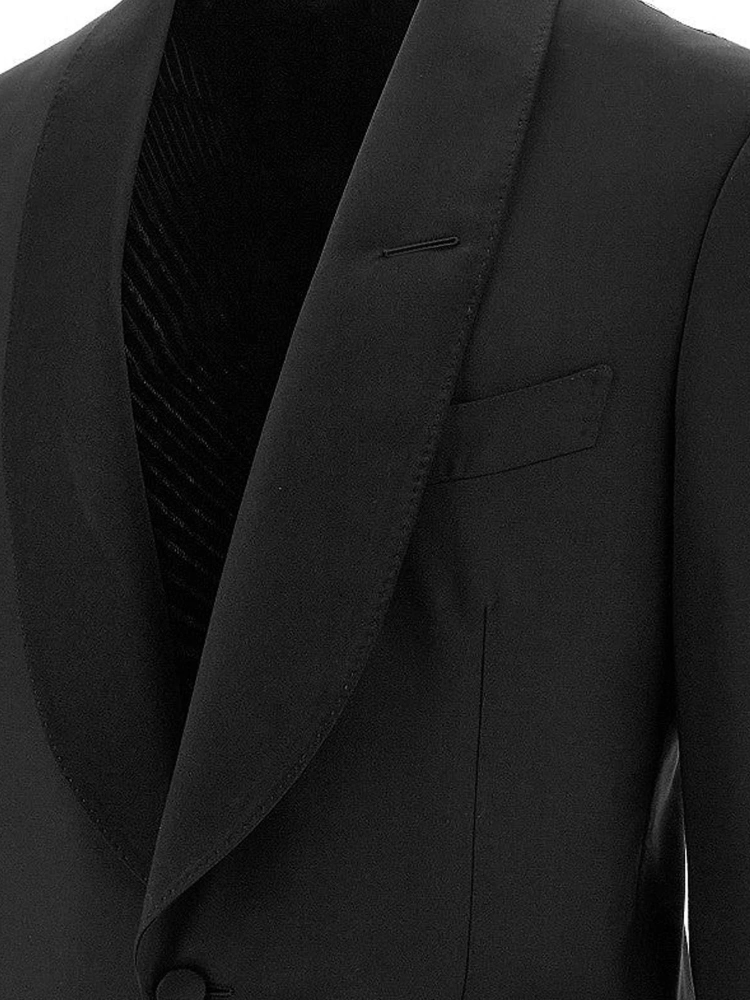 Stretch virgin wool tuxedo with satin profiles