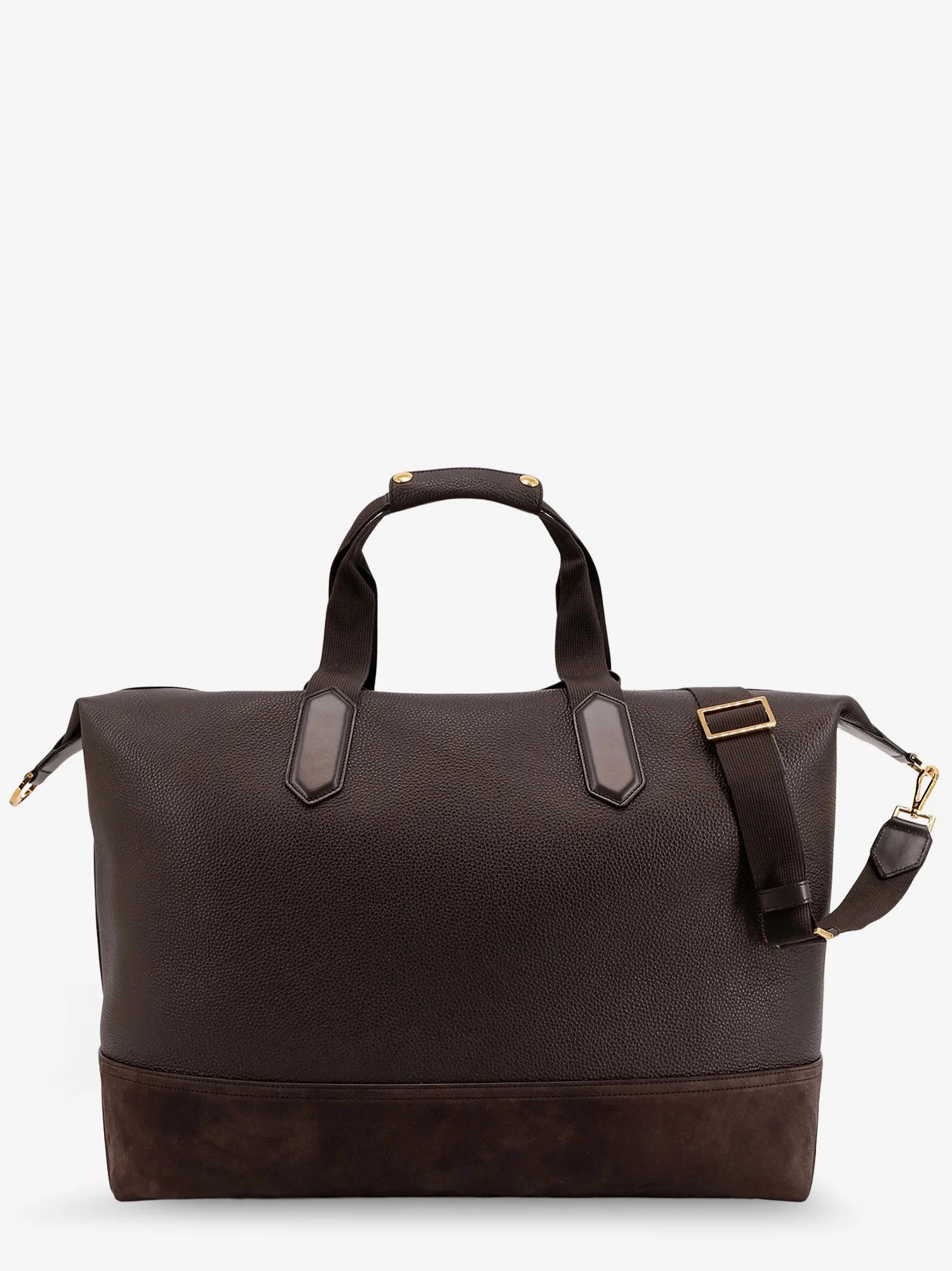 Leather travel bag with suede inserts