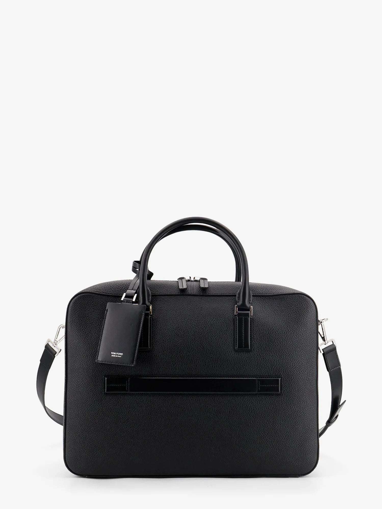 Leather work bag with front lettering logo