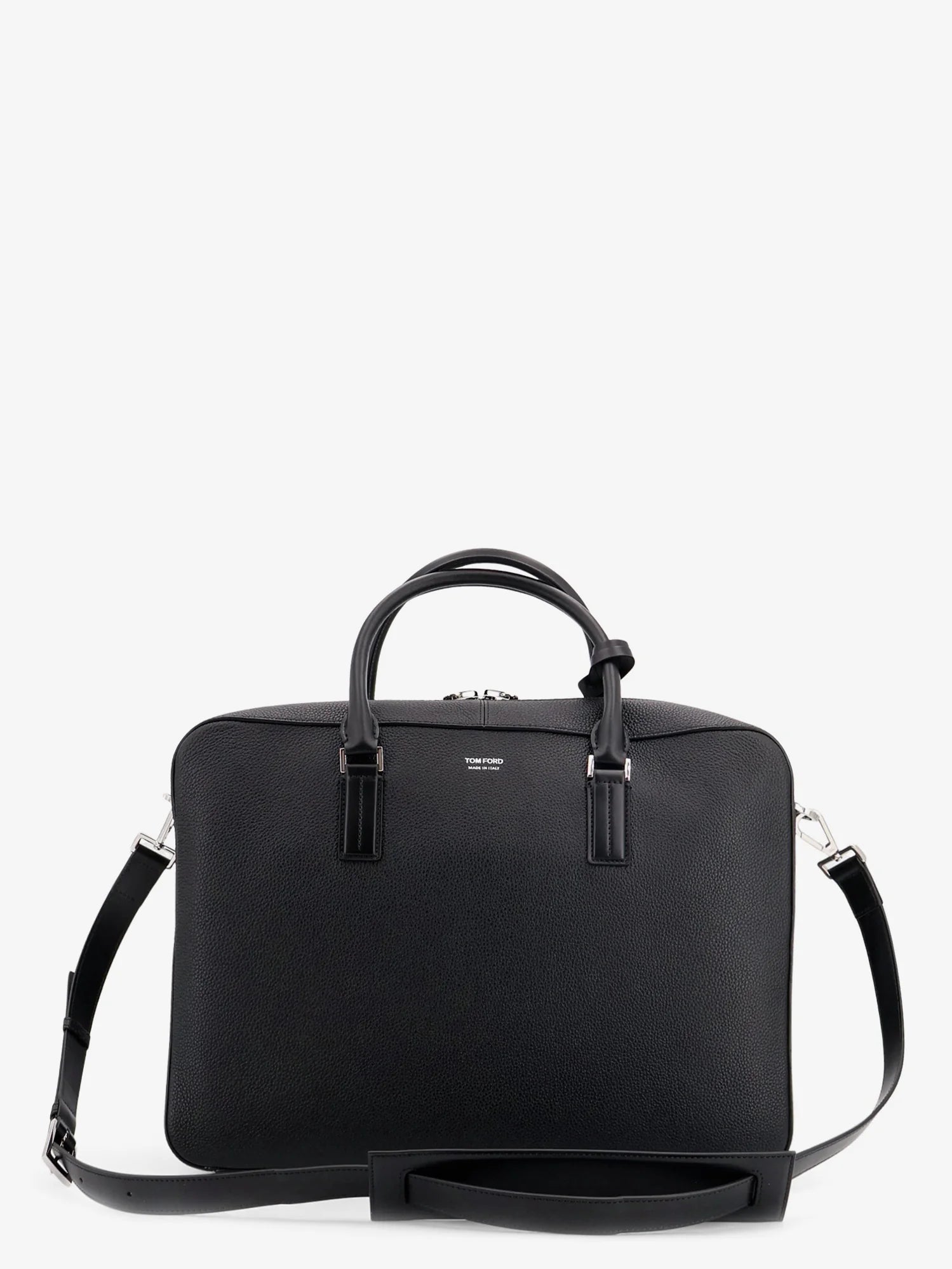 Leather work bag with front lettering logo
