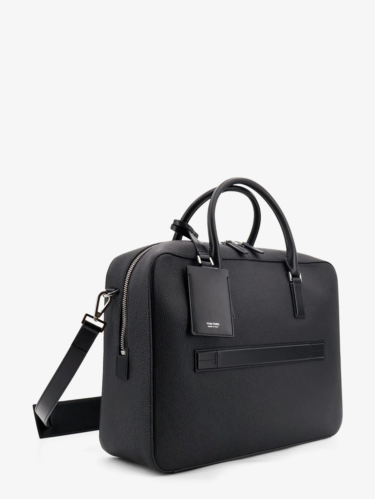 Leather work bag with front lettering logo
