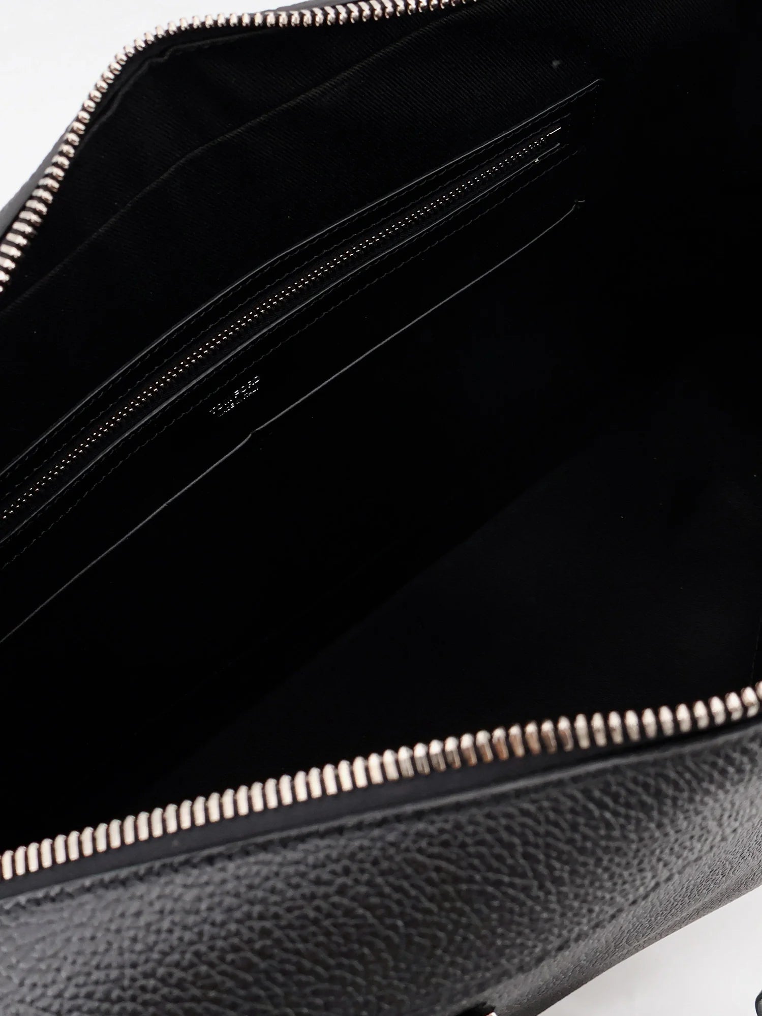 Leather work bag with front lettering logo