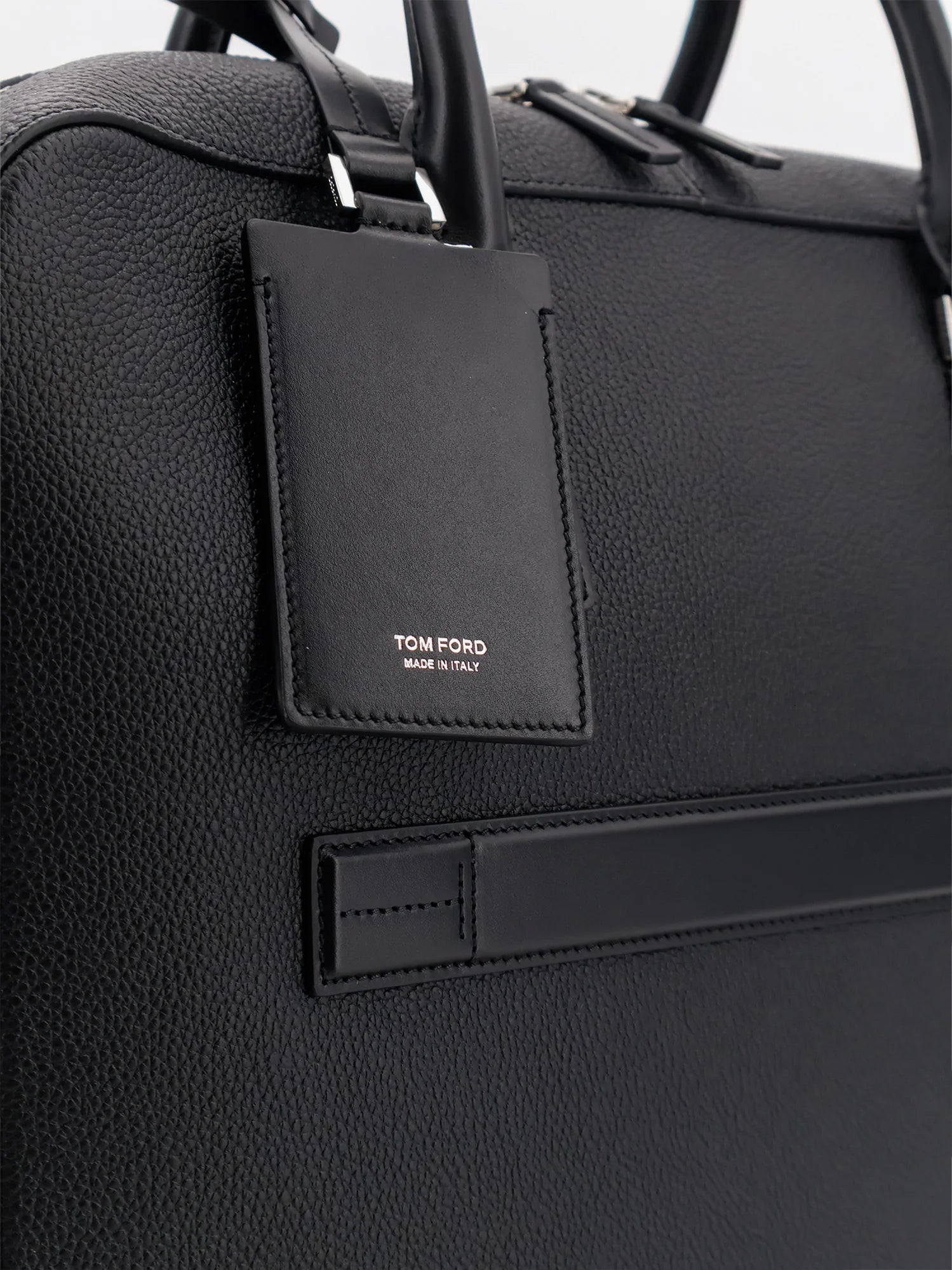 Leather work bag with front lettering logo
