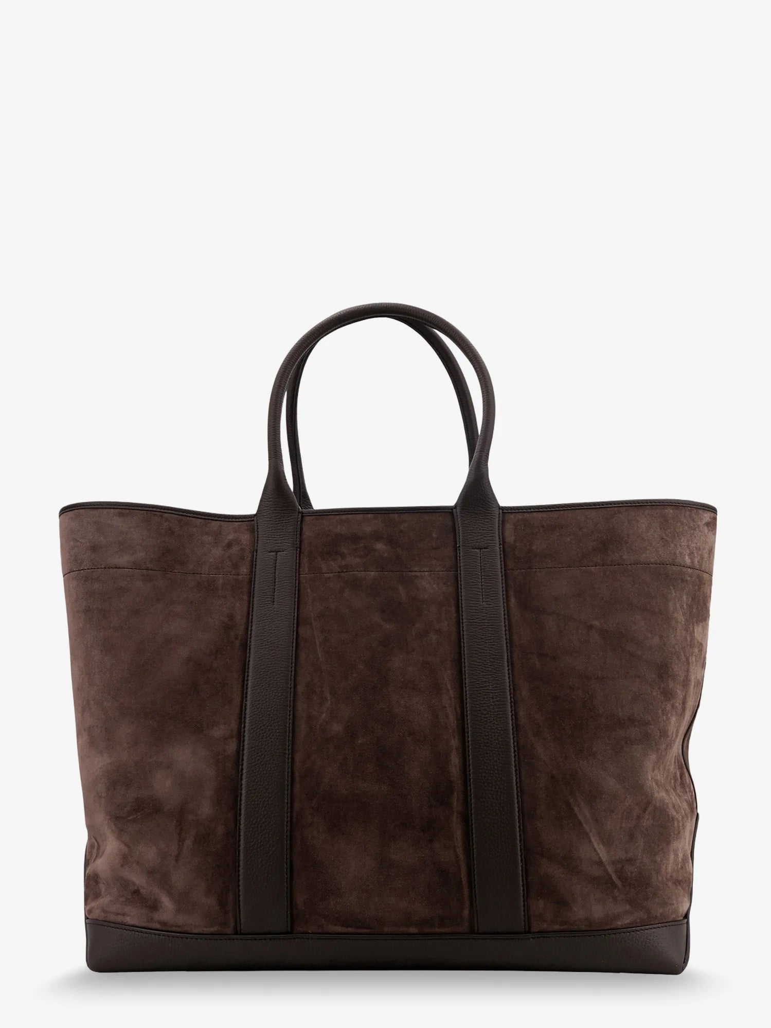 Suede shopping bag with logo engraved on the bottom