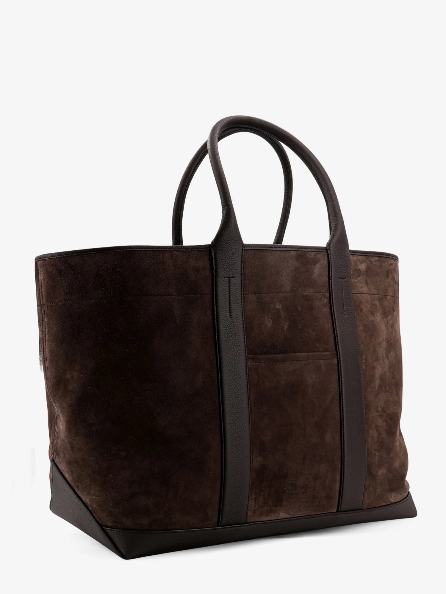 Suede shopping bag with logo engraved on the bottom
