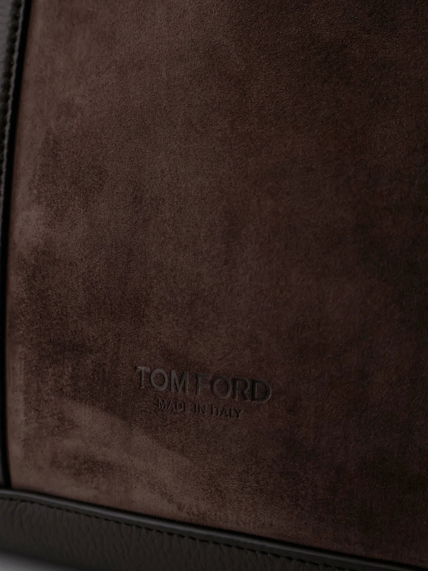 Suede shopping bag with logo engraved on the bottom