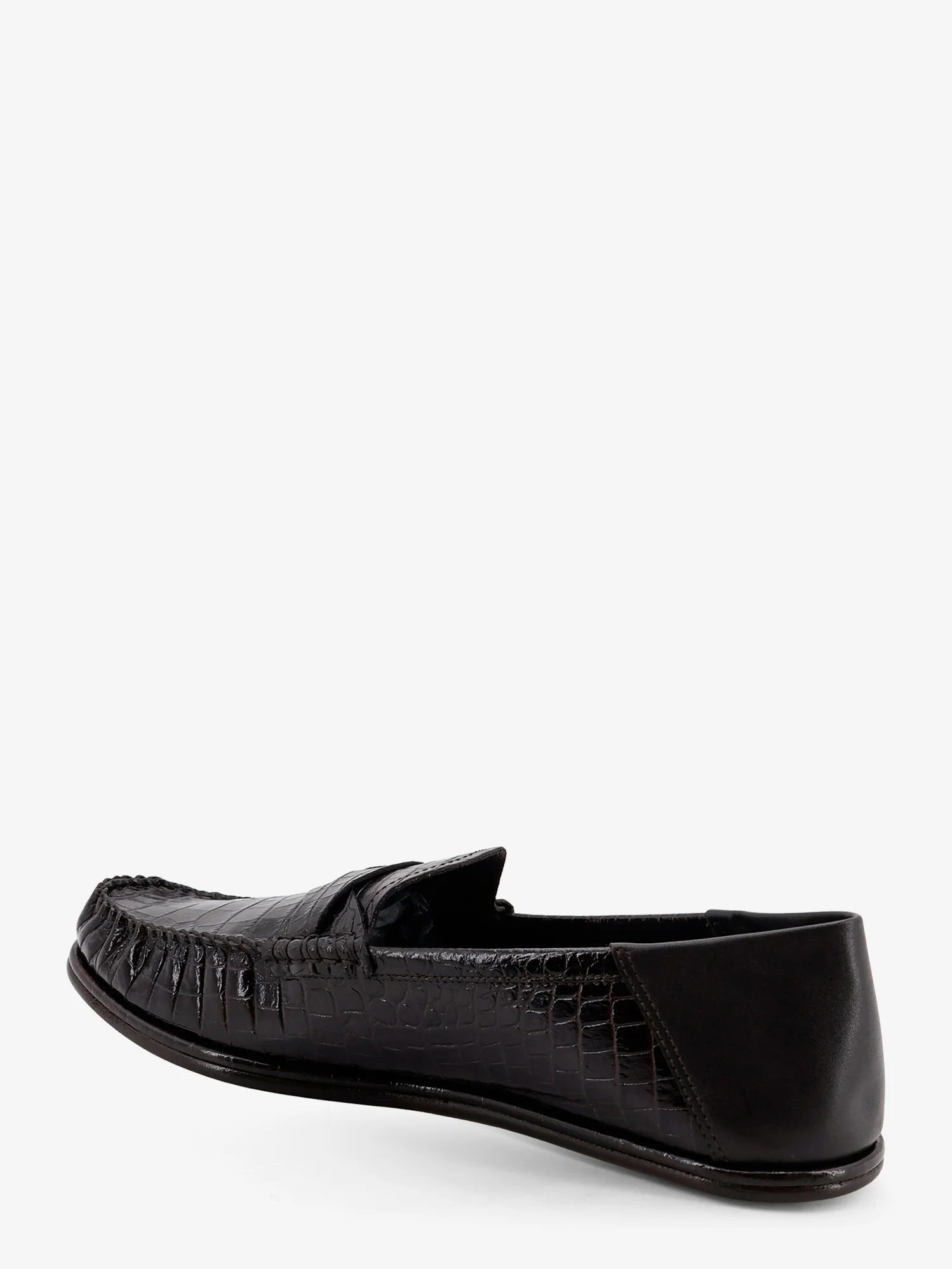Crocodile-print leather loafers