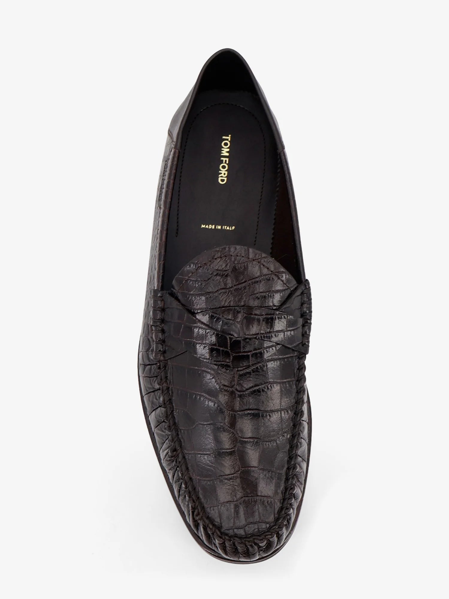 Crocodile-print leather loafers