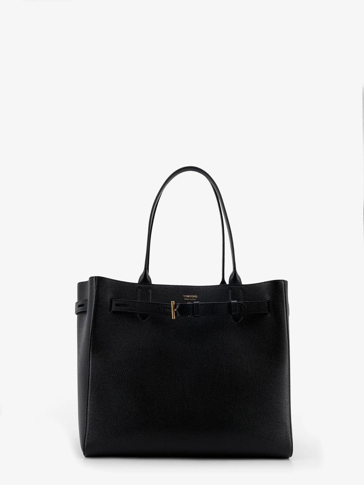 Leather shoulder bag with engraved logo on the front