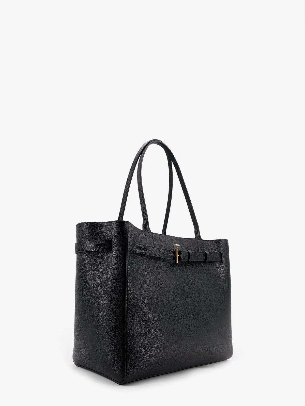Leather shoulder bag with engraved logo on the front