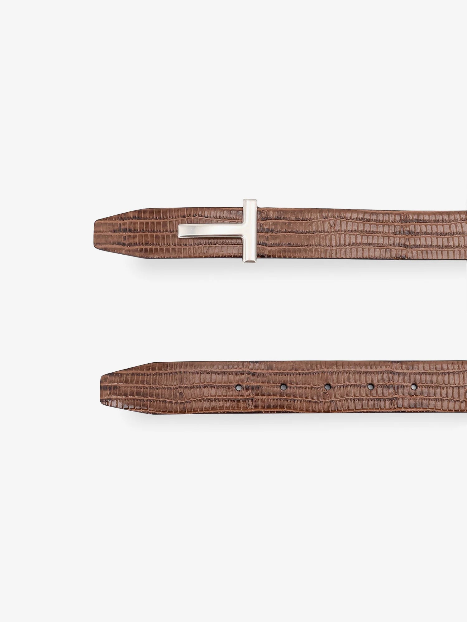 Crocodile-effect leather belt