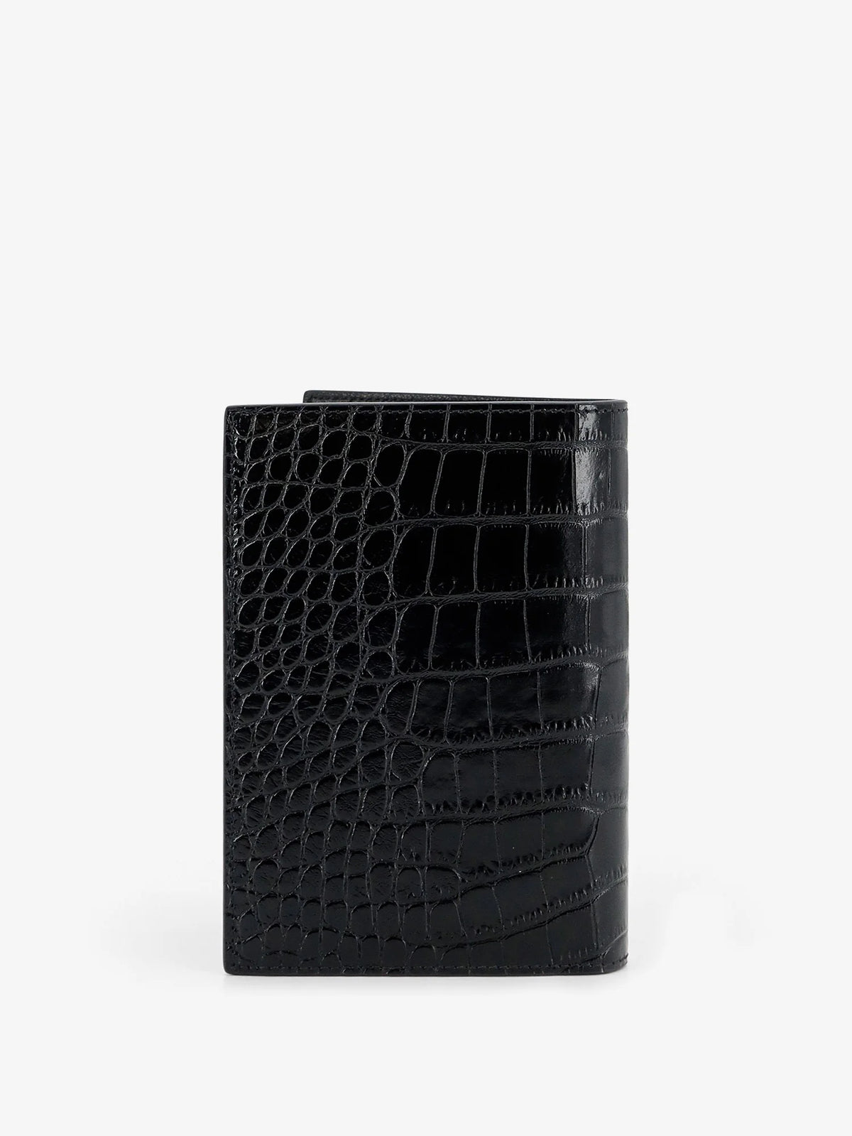 Leather wallet with crocodile print