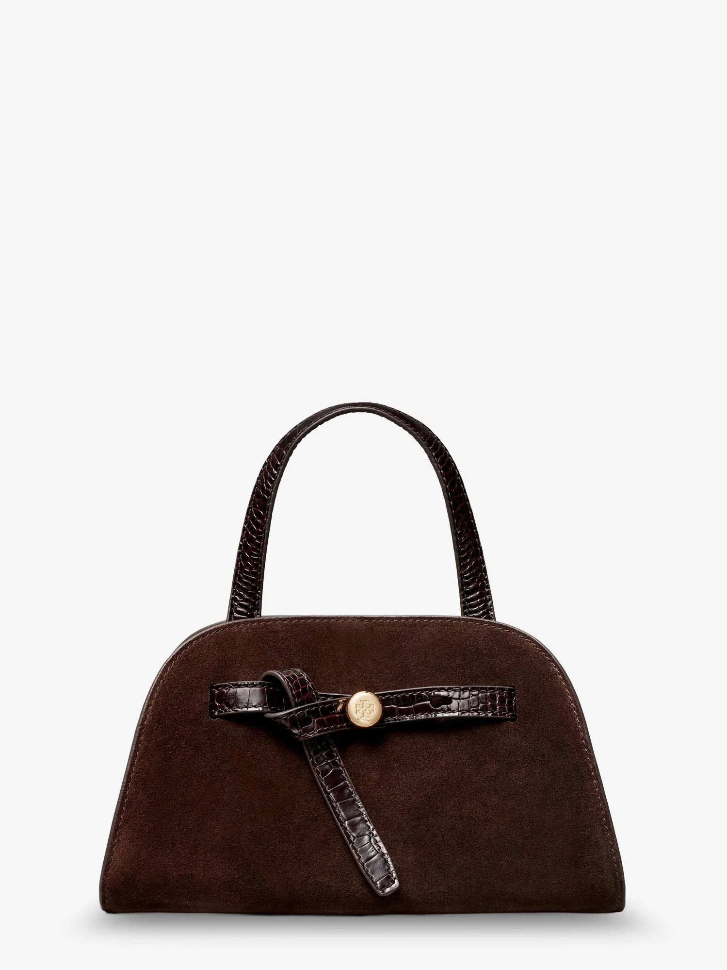 Romy Small suede satchel bag with shoulder strap