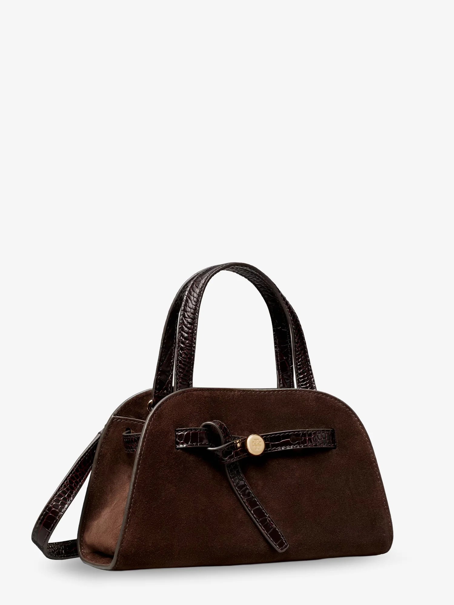 Romy Small suede satchel bag with shoulder strap