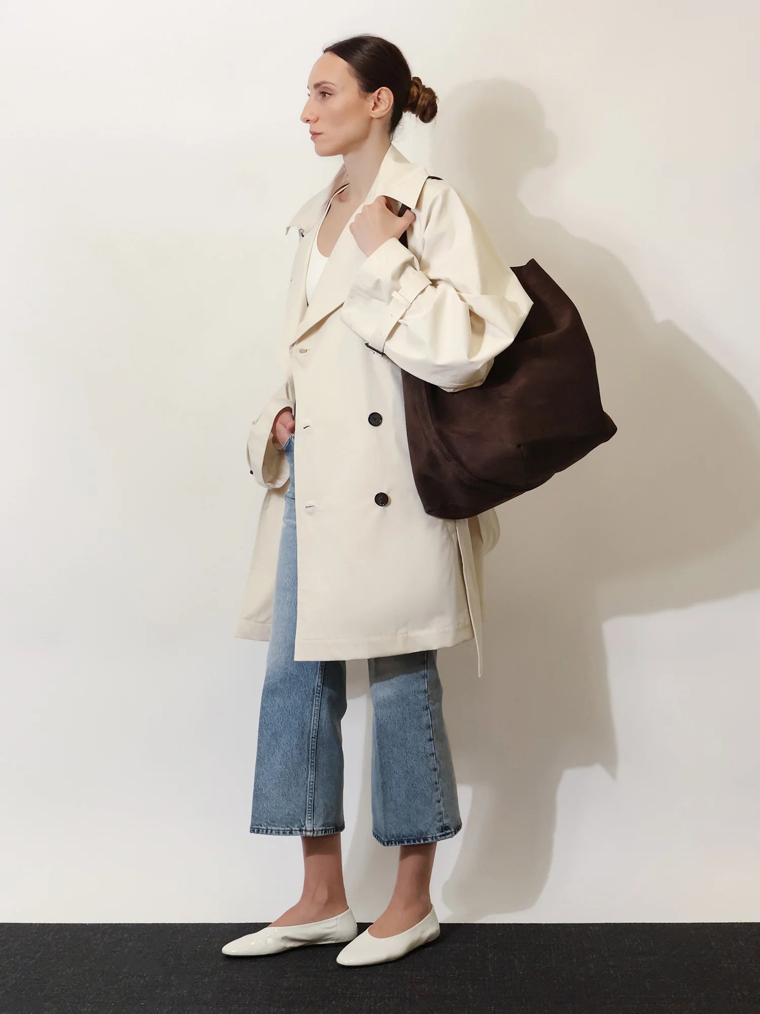 Suede Belted Tote shoulder bag