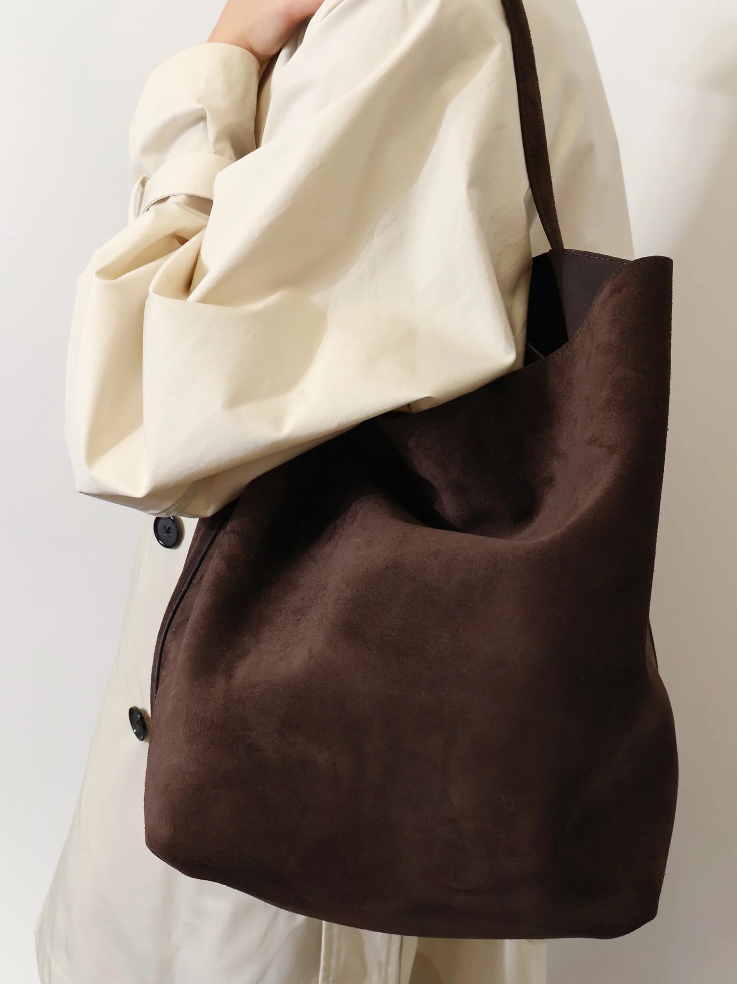 Suede Belted Tote shoulder bag