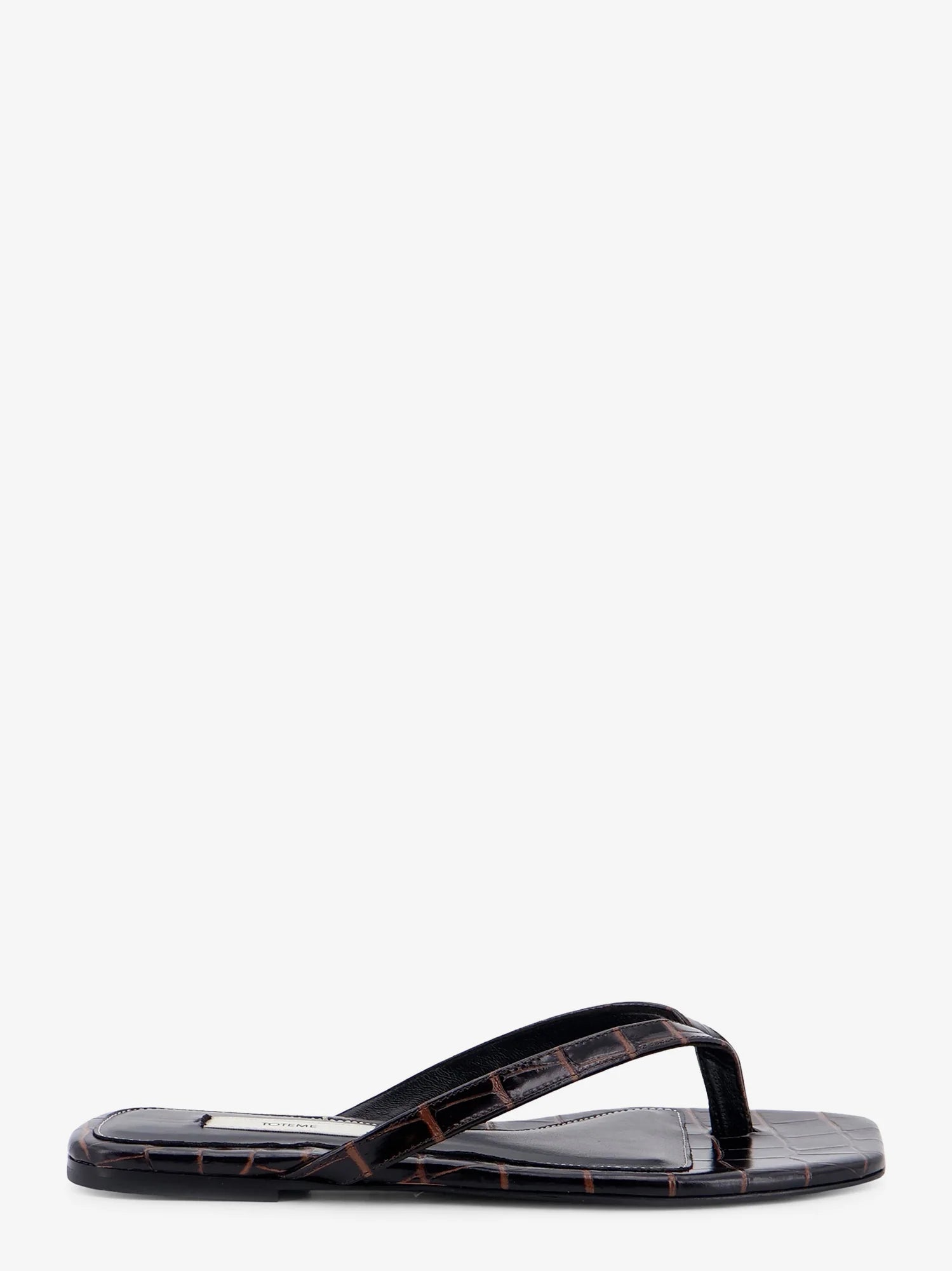Croco-embossed leather sandals
