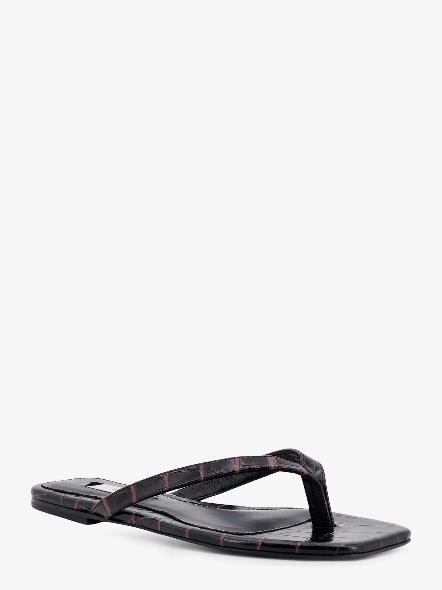 Croco-embossed leather sandals