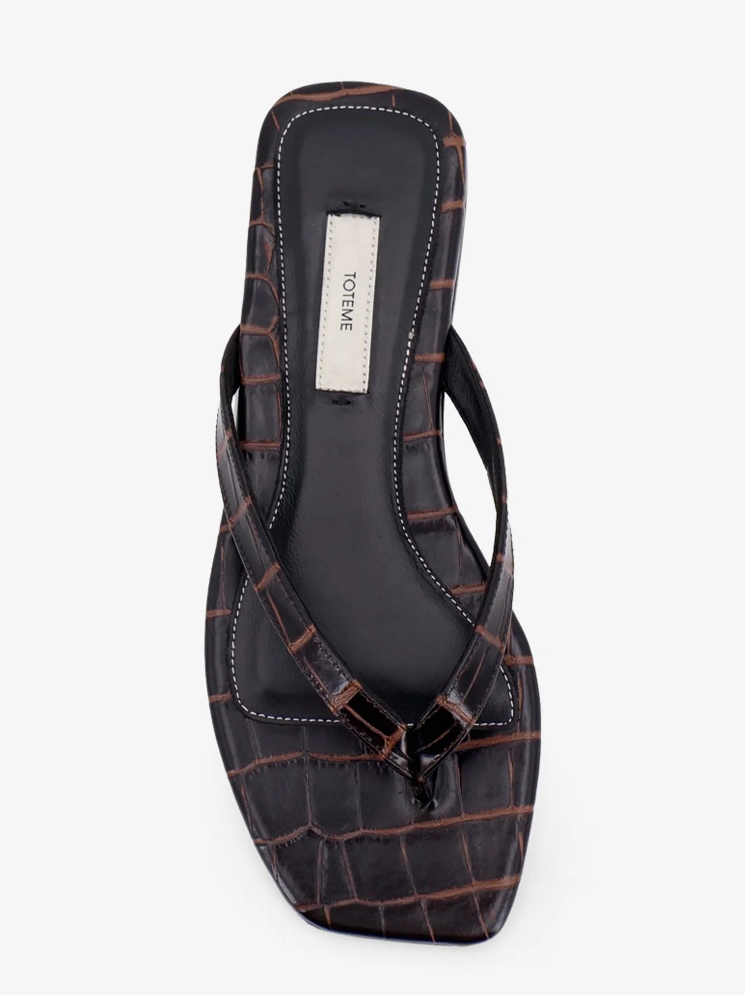 Croco-embossed leather sandals