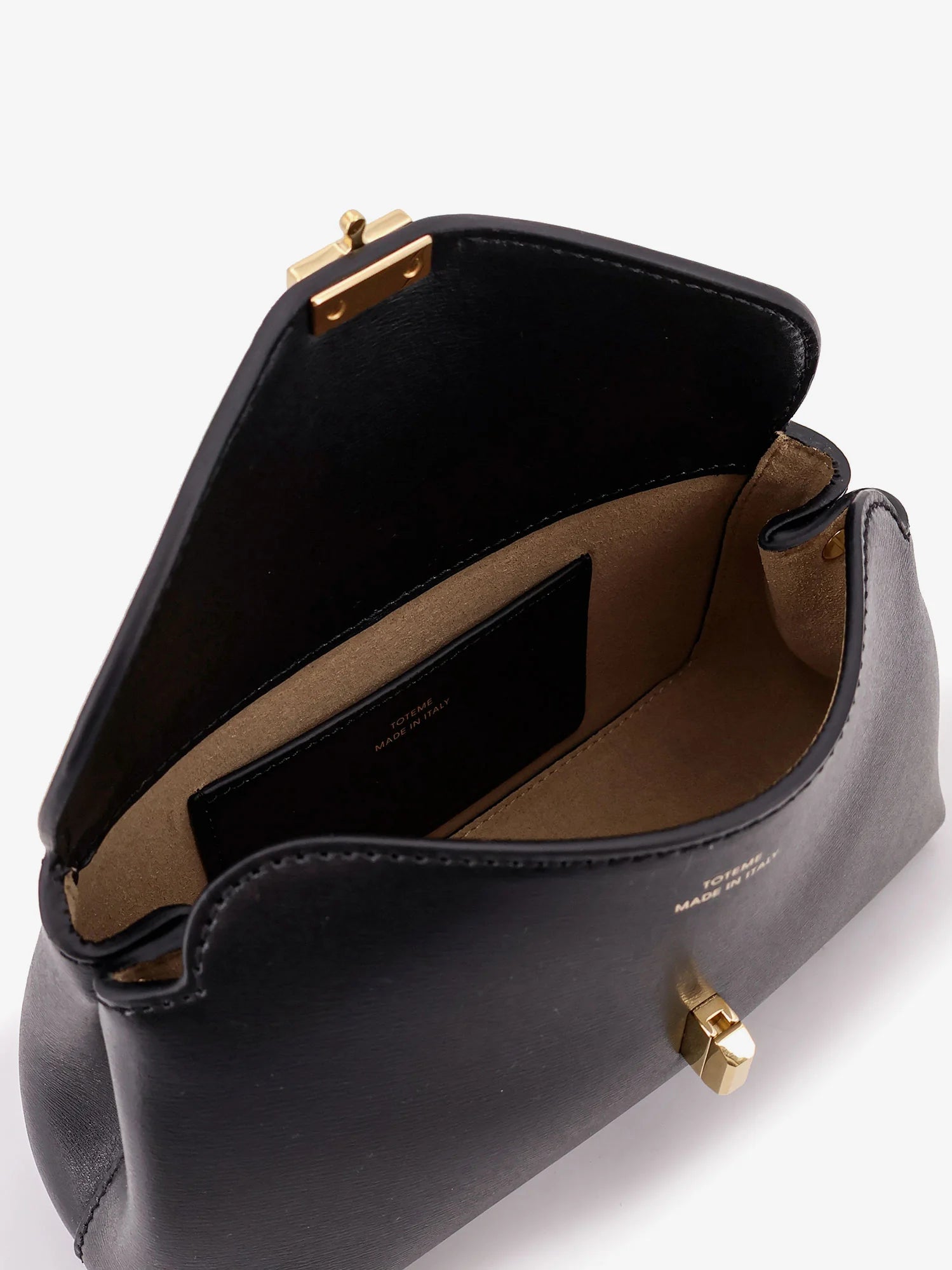 Mini T-Lock leather clutch