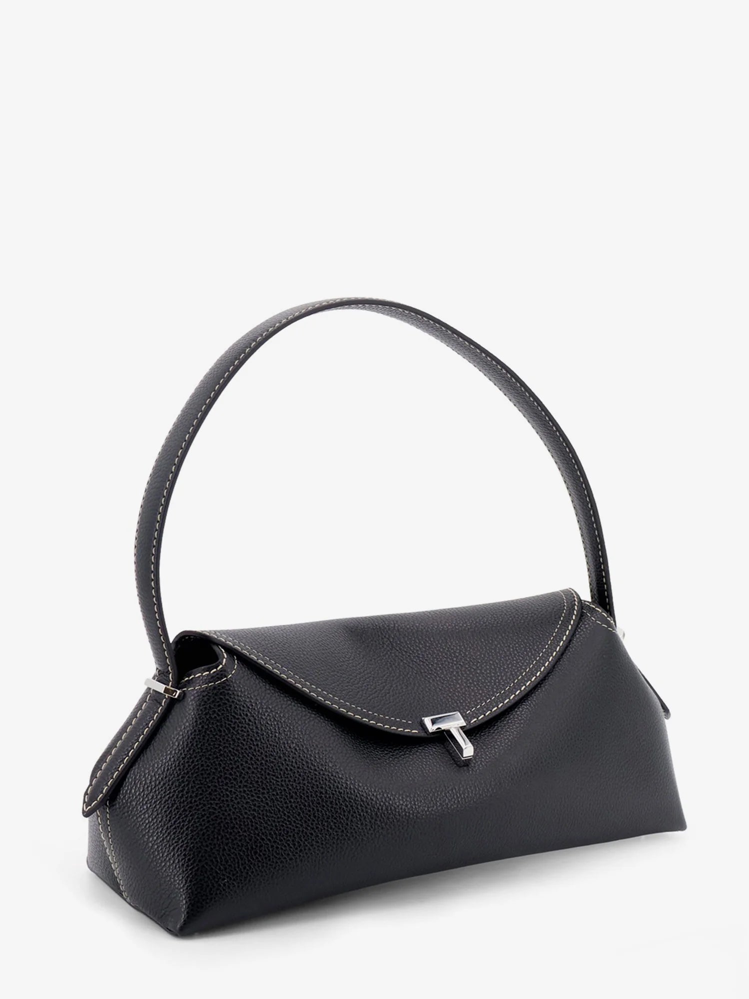 T-Lock Hammered Leather Shoulder Bag