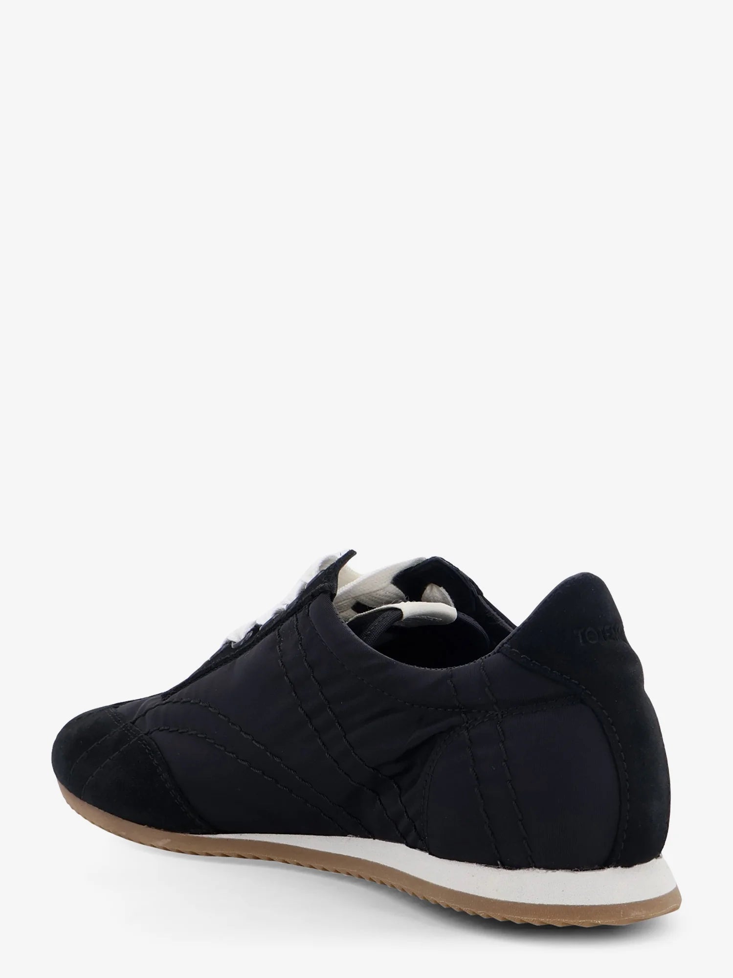 Nylon and suede sneakers with all-over stitching