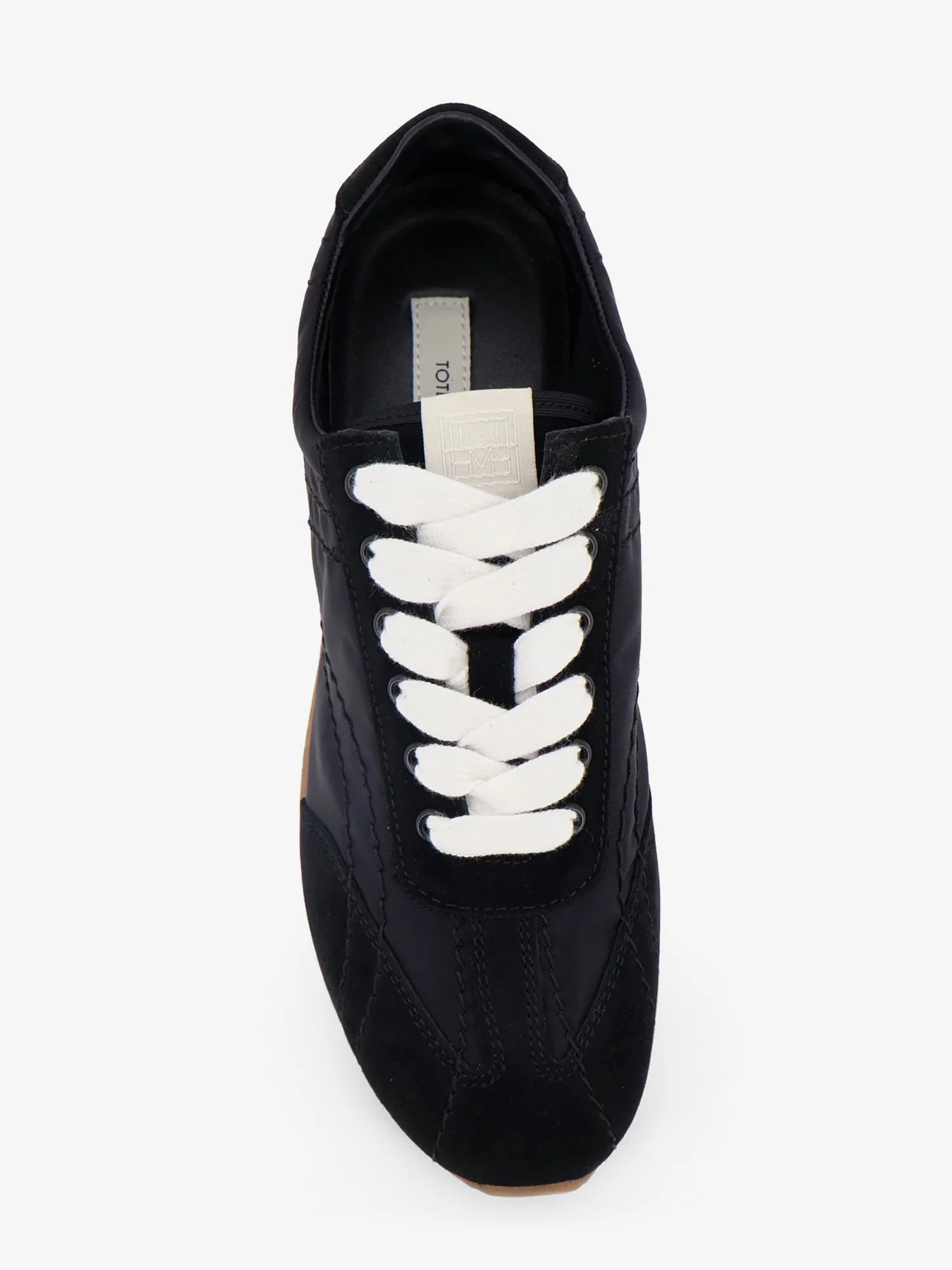 Nylon and suede sneakers with all-over stitching