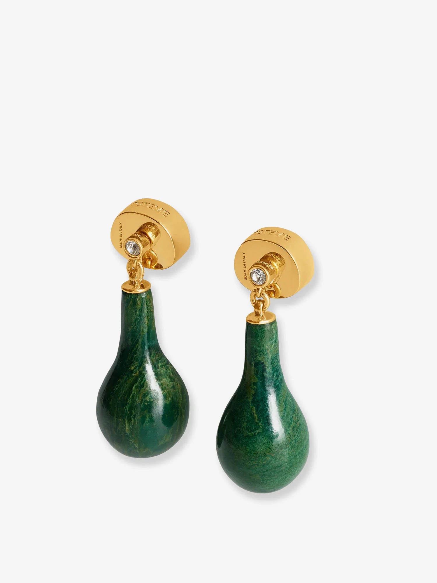 Jade Drops Brass Earrings
