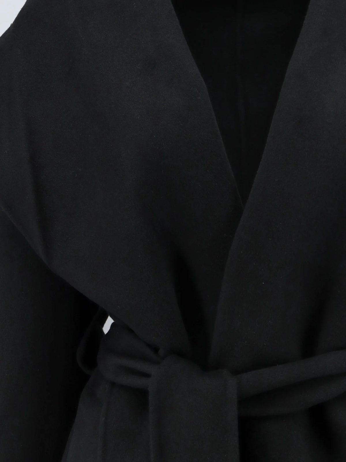 Hooded belted wool coat
