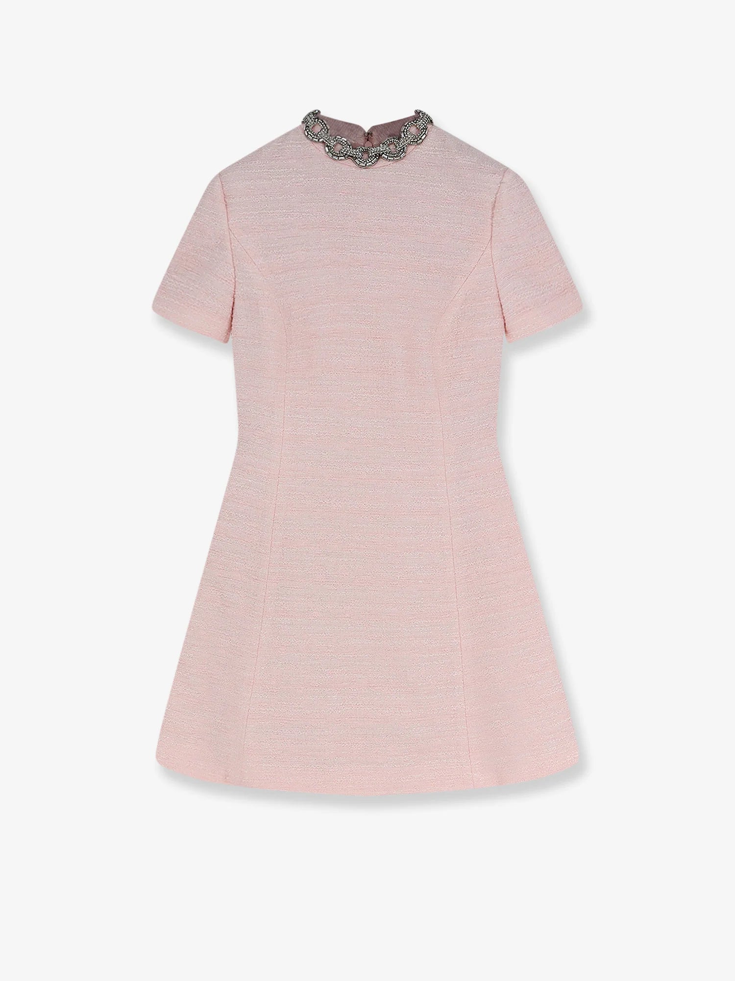 Embroidered Crinkle Cotton Tweed mini dress